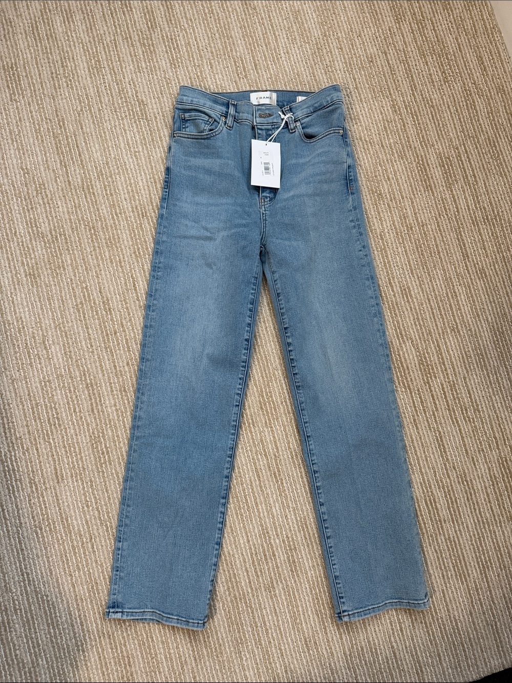 Frame Denim Straight Leg Jeans in Light Blue Wash